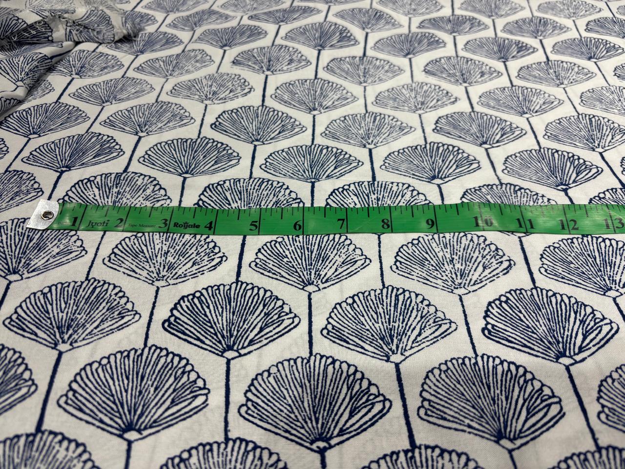 100% Rayon Viscose Print fabric 58" wide white with blue floral print [17114]
