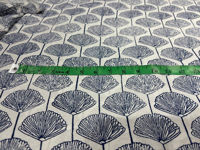 100% Rayon Viscose Print fabric 58" wide white with blue floral print [17114]