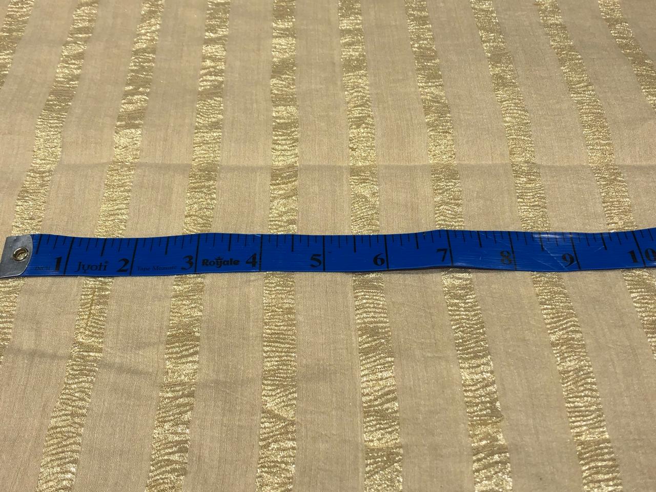 SILK  Crushed MUGA SILK TISSUE STRIPES available in 2 colors crinkle gold x gold stripe/dark ivory x copper/golden cream x silver stripe[17746/47]