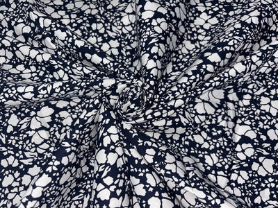 100%  Cotton Poplin NAVY AND WHITE  FLORAL PRINT [17094]