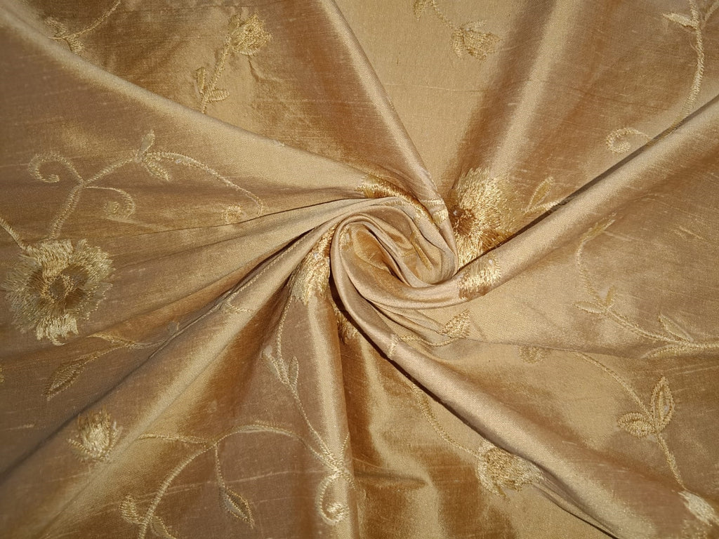 Silk dupioni embroidery Rich caramel gold colour 54" wide DUPE17[4]