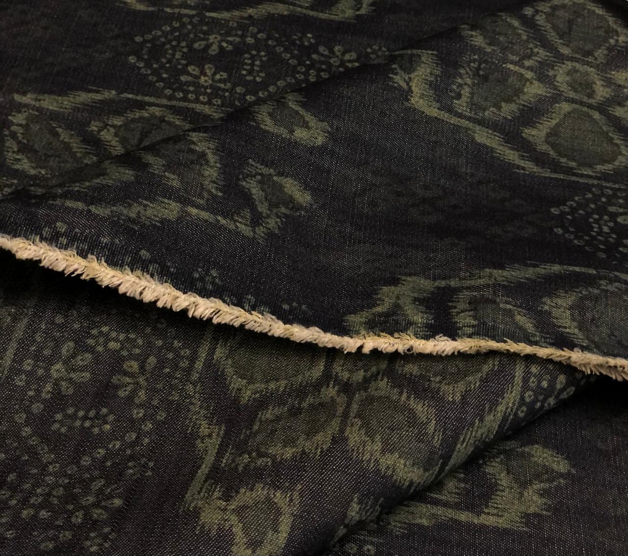 Denim 100% Cotton 58" wide animal print in 2 shades denim blue / teal and denim blue/blue [18613/14]