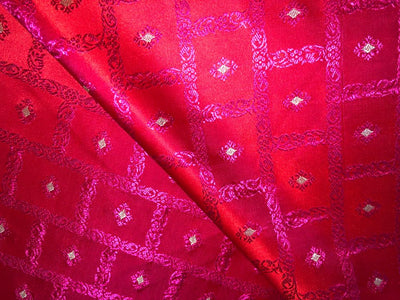 Silk Brocade fabric 44" wide Jacquard available in 2 colors PURPLE,RED/PINK BRO910[4/5]