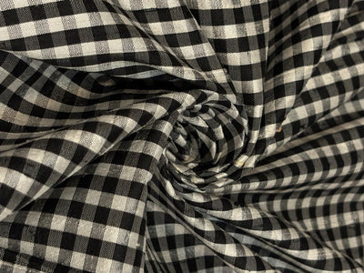 100% silk dupion  black and white Plaids fabric 44" DUPNEWC32[2]