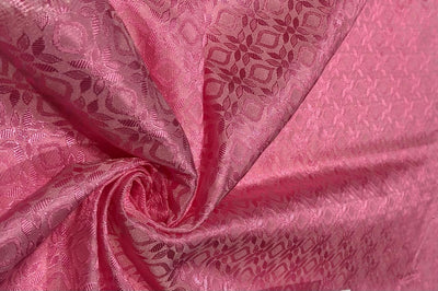 Silk Brocade fabric 44" self geometric  jacquard available in 4 colors pink ,olive , white ivory and lilac BRO1051