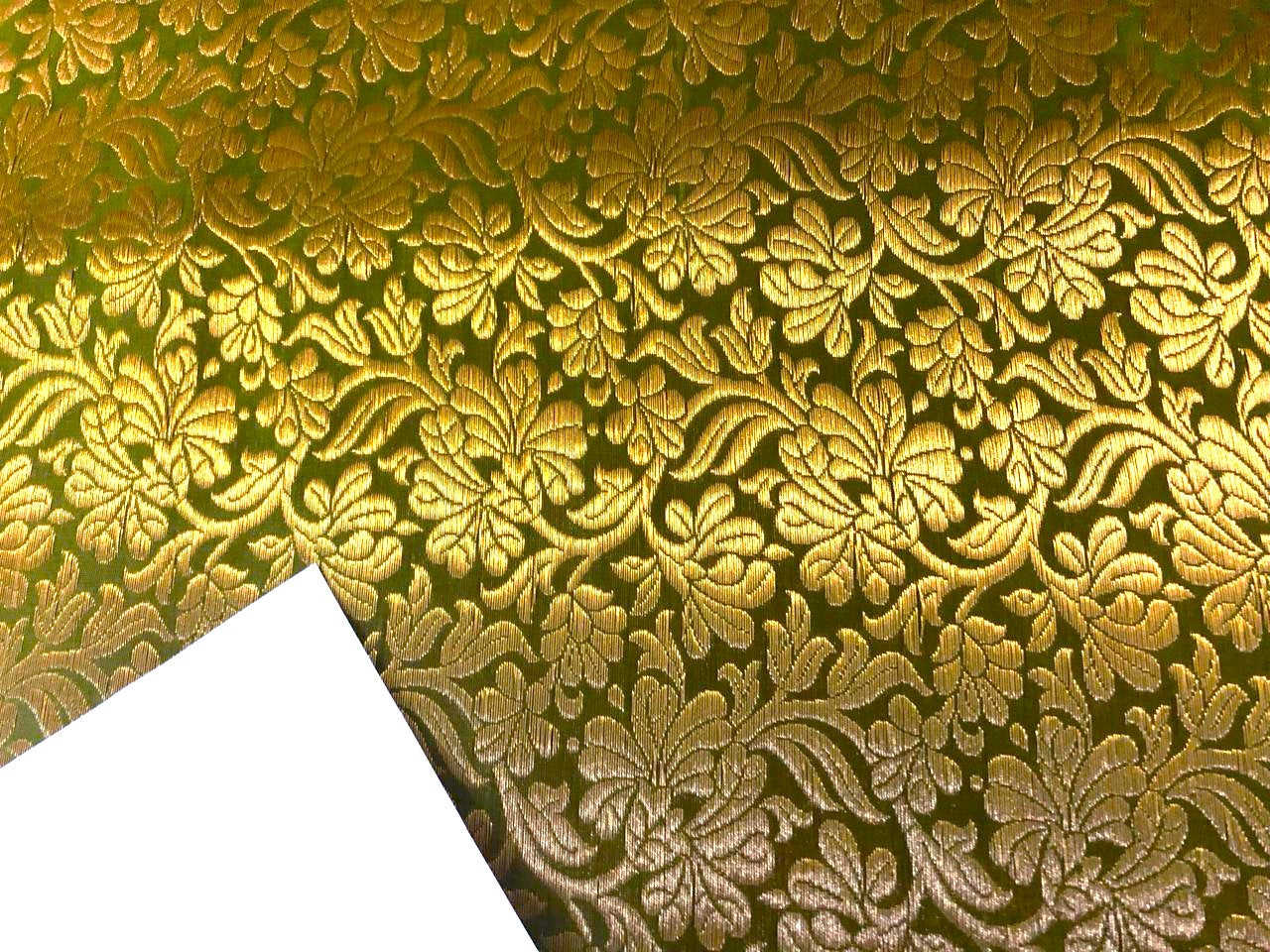 Silk Brocade fabric 44" wide Floral Jacquard beautiful shading of green and gold BRO926[1]