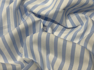 100% Cotton Poplin 58" wide blue  yarn dyed striped structured design  [17770]