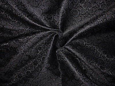 Silk Brocade fabric 56" jet black with self  floral jacquard BRO1057[4]