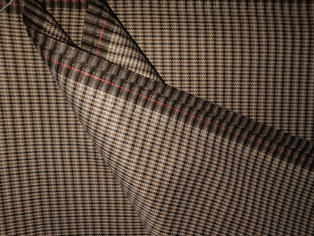 Tweed Suiting Heavy weight premium Fabric beige ,black ,brown  Plaids 58" wide [12980]