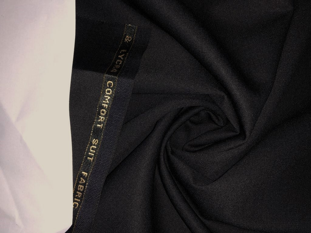Suiting comfort Wool and Lycra 58" wide JET BLACK COLOR  [15673]