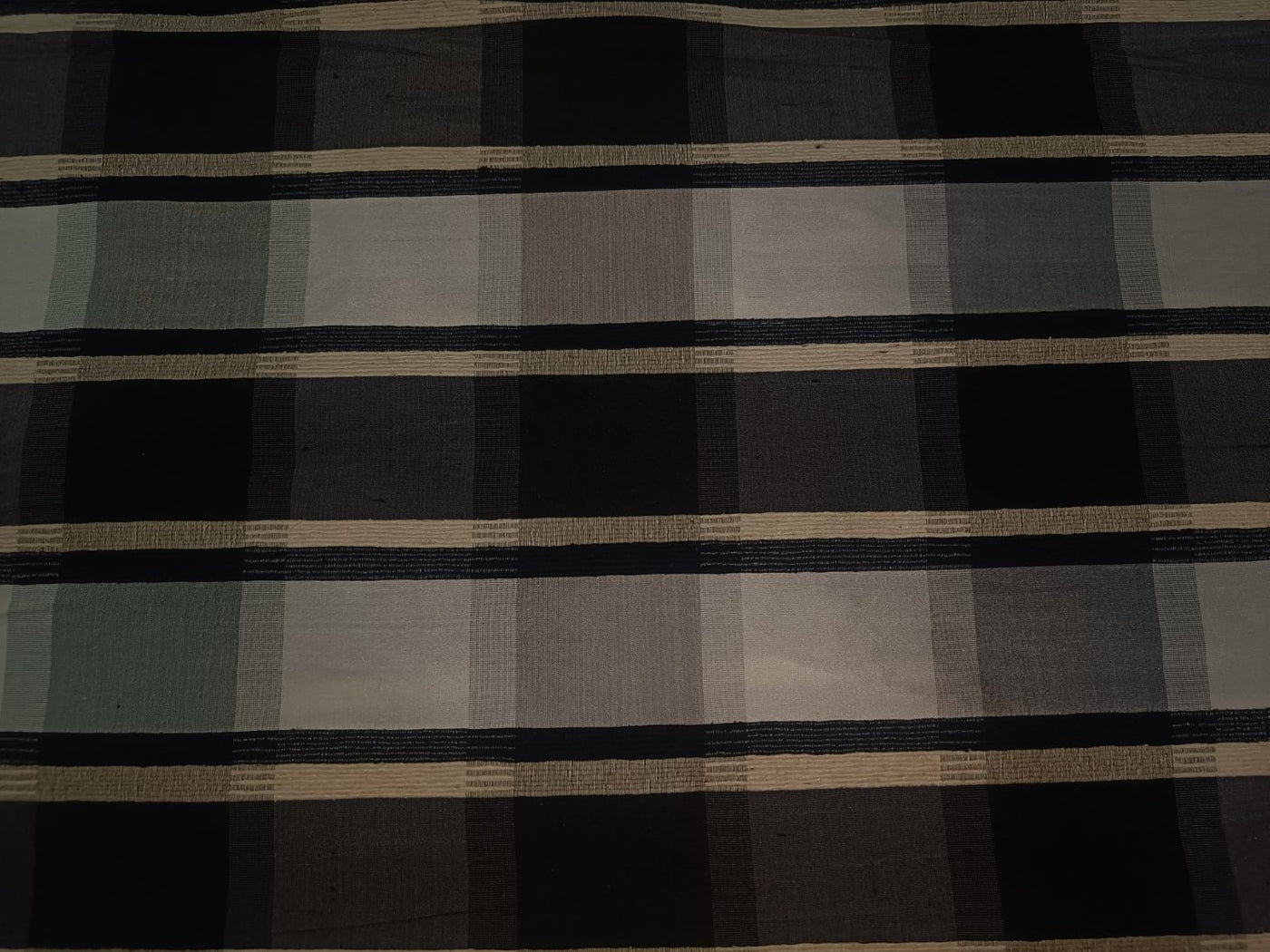 Silk Dupioni Fabric Plaids black grey and white color 54" wide DUPC99[1]