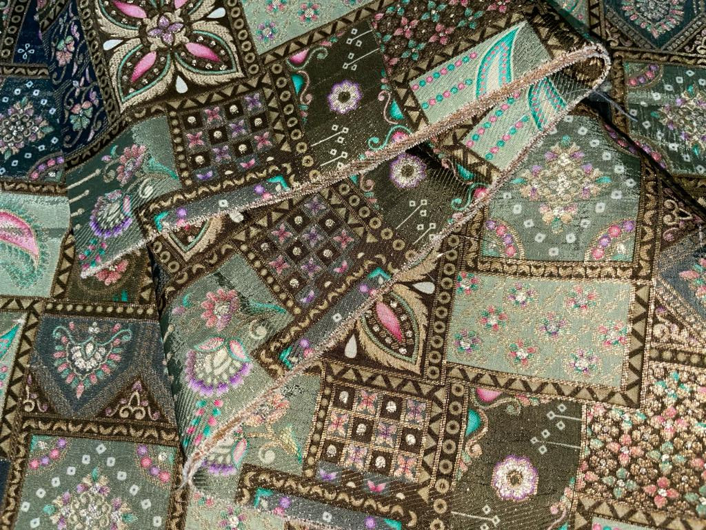 Silk Brocade fabric multi color 44" wide BRO902[6]