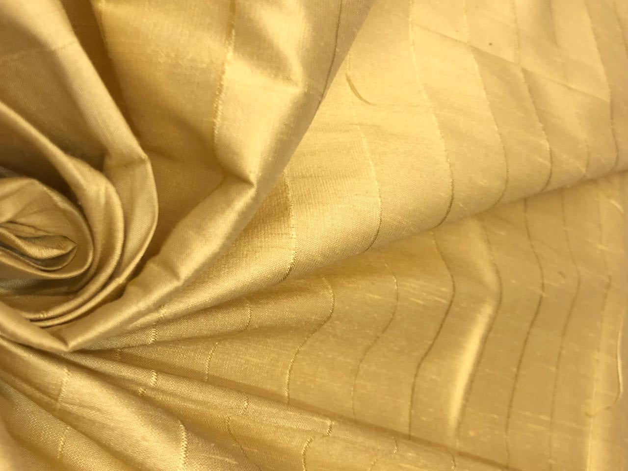 100% Pure Silk dupion  self color lemon stripe 54" DUPS74