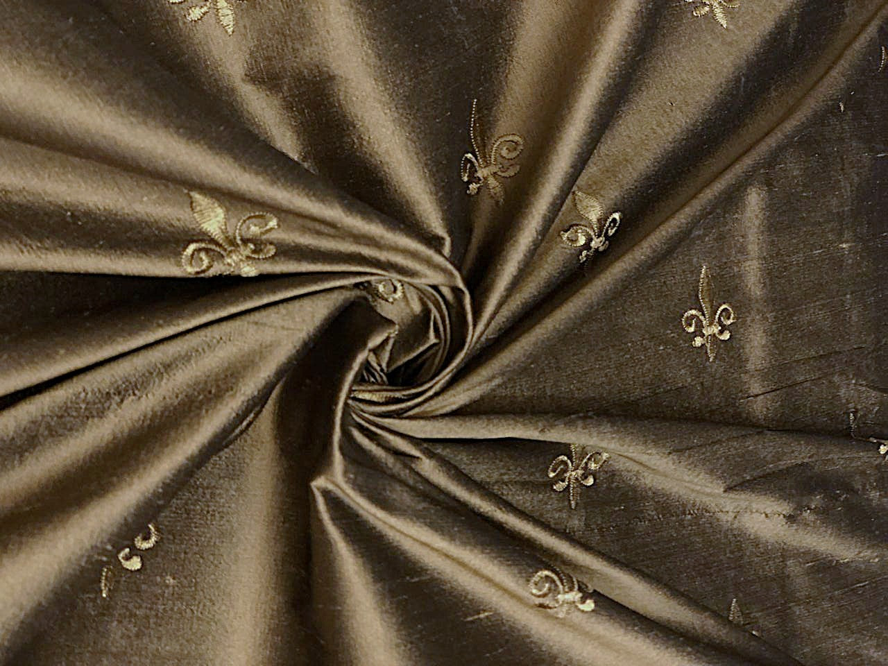 Silk dupioni embroidery  dull gold with gold motif DUPE48A