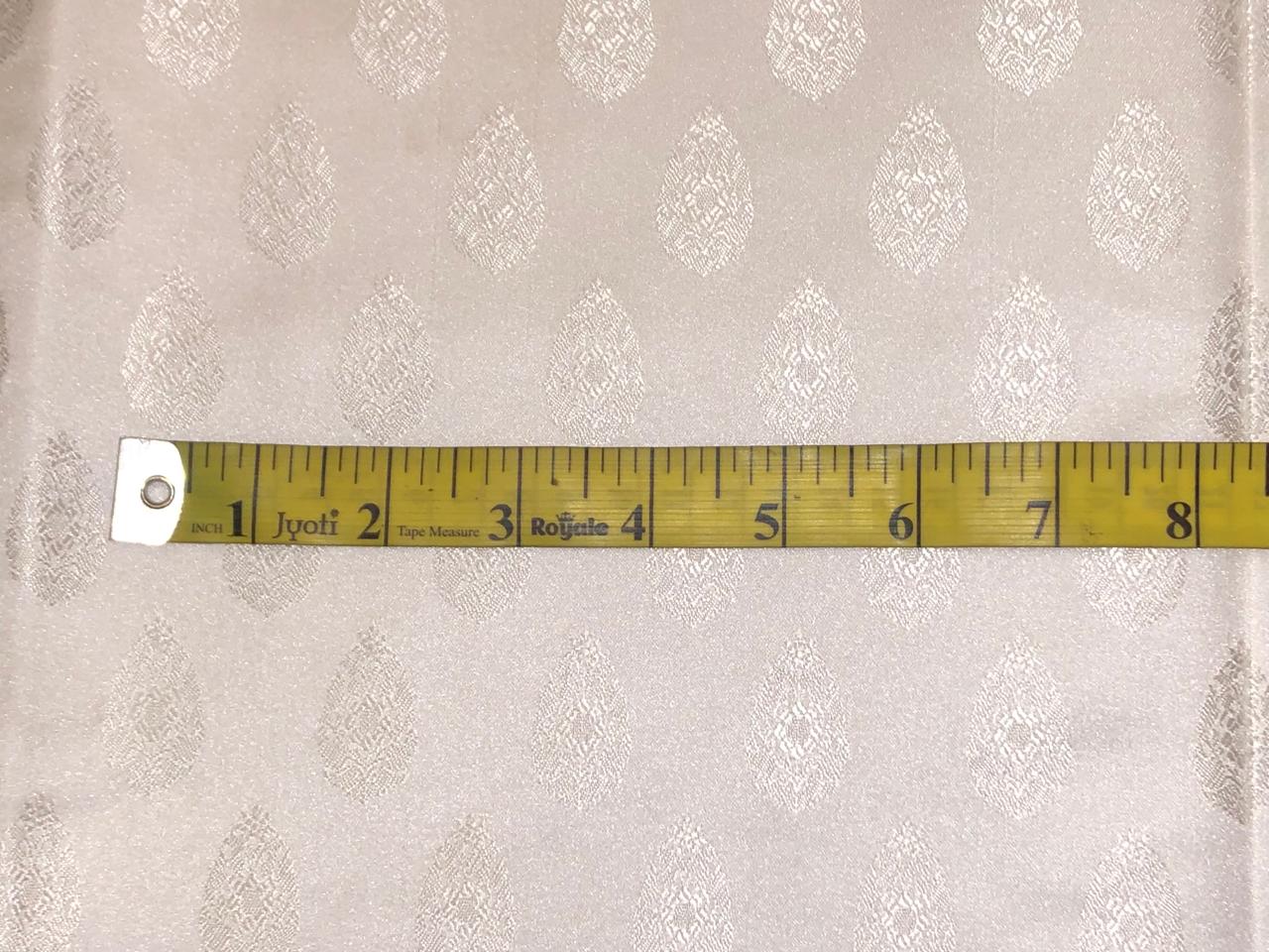 Silk Brocade fabric white ivory motif  BRO1086[2]