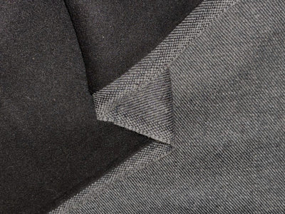 Wool Blended Diagonal Cord Weave fabric fused with black light wool  147 cms wide [18397]