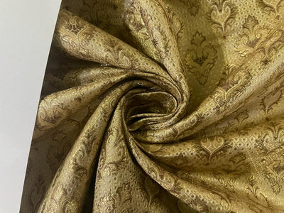 Silk Brocade fabric Gold with metallic gold motif jacquard COLOR 44" WIDE BRO890[3]