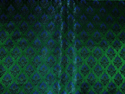 Silk Brocade fabric 44"jacquard green with beautiful blue and green motifs BRO1068[1]