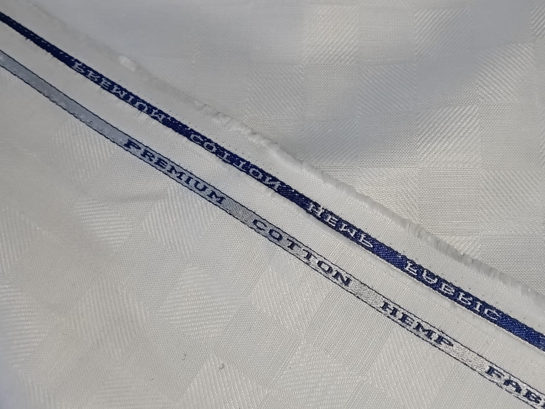 100% Cotton Hemp color with herringbone Plaids fabric 54" wide [45% Cotton 55% Hemp][12974]