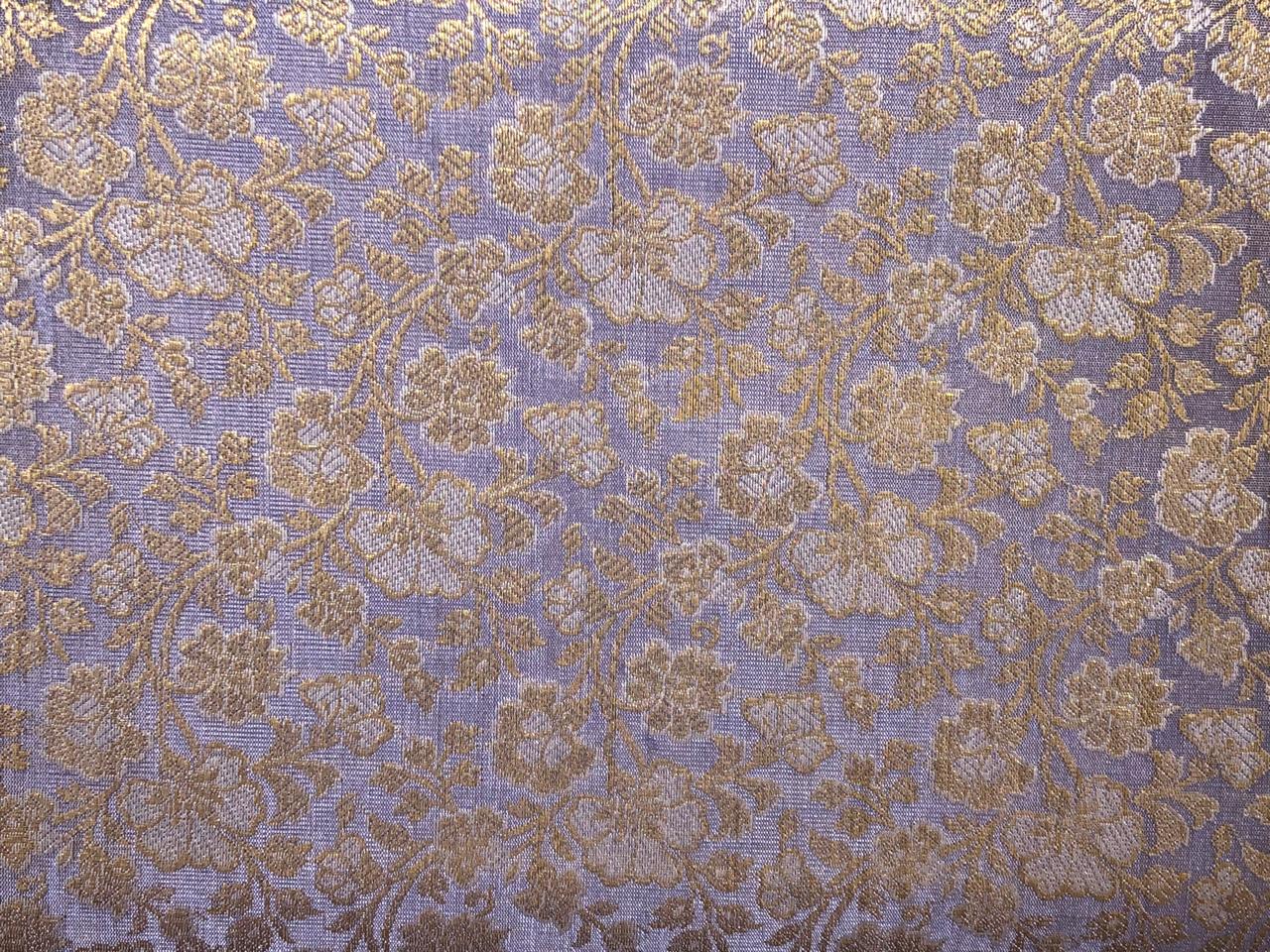 Silk Brocade fabric  lavender with white gold  jacquard BRO1074[1]