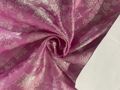 SILK BROCADE FABRIC baby pink colour 44" wide BRO159[3]