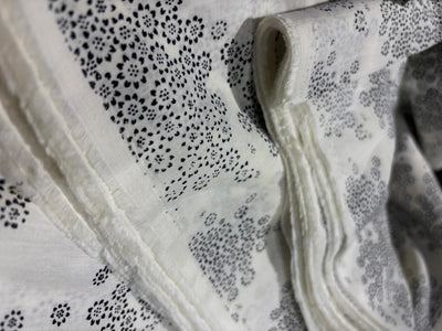 Sushi Voile  PRINTED Fabric  58" wide IVORY WITH SMALL BLACK FLORAL PRINT [17113]