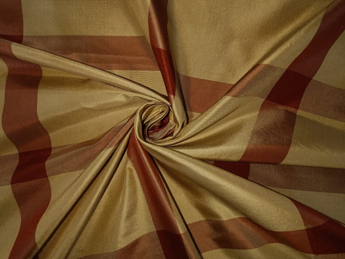SILK TAFFETA fabric GOLD AND RUST plaid drapery fabric~54&quot; wide TAFC11[4]