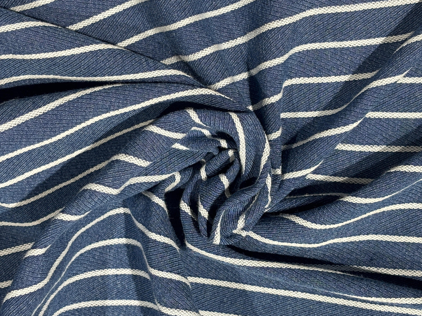Denim 100% Cotton Yarn Dyed Stripes Woven with a classic twill weave [17763]
