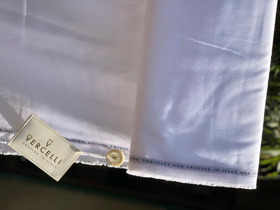 Italian Supima Cotton Twill White 'VERCELLI' 58" wide Dyeable [17017]