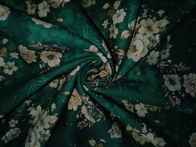 100% linen Floral digital print fabric 44" wide available in two colors burgundy and green[13051/53]