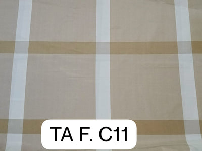 Silk Taffeta fabric Caramel Ivory colour Plaids 54" wide TAFC11[3]