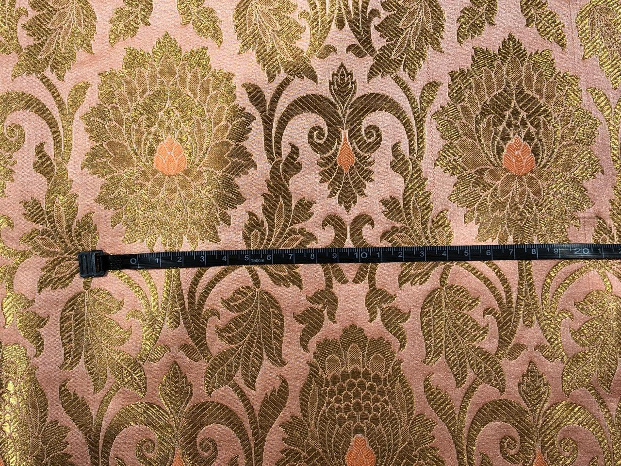 Brocade peach with metallic gold jacquard fabric 44&quot; wide BRO825[6]