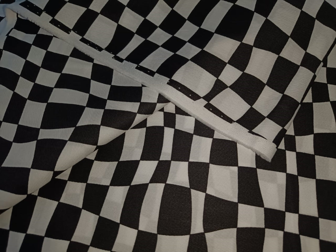 100% Cotton Twill fabric Black and White Plaids 58" wide