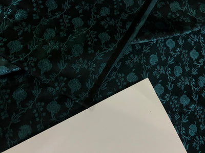 Silk Brocade fabric 44" wide Floral Jacquard available in 2 colors Burgundy with black and mustard color/ teal and black color BRO914[1/2]