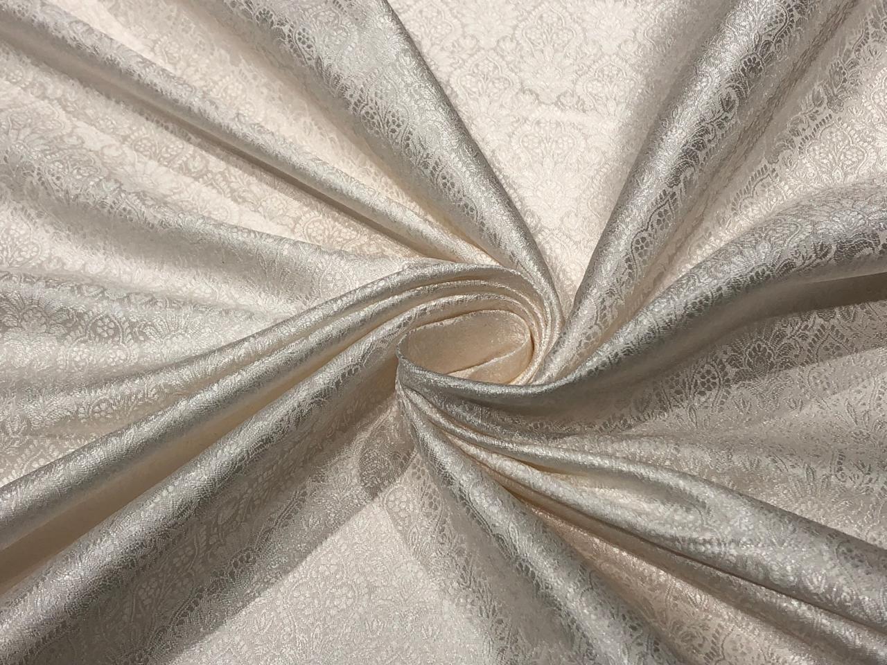 Silk Brocade fabric 44" wide SELF JACQUARD  available in 2 colors pink and white ivory BRO956[4/6]