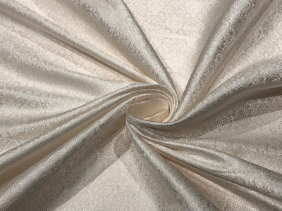 Silk Brocade fabric 44" wide SELF JACQUARD  available in 2 colors pink and white ivory BRO956[4/6]