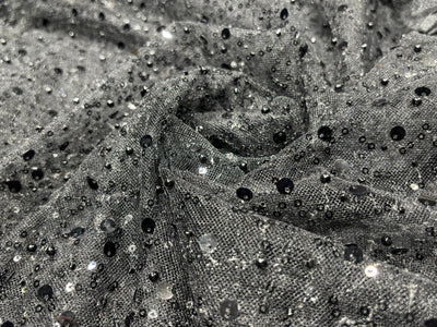 NET fabric  With self color  sequins and  pearls available in 2 colors black and white [17760/61]
