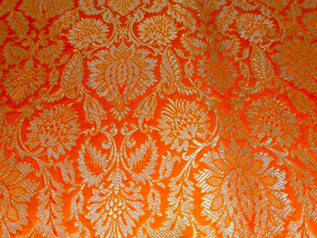 Brocade jacquard fabric 44" wide BRO832 available in 5 colors mango,orange,biscuit beige,pink and dusty orange