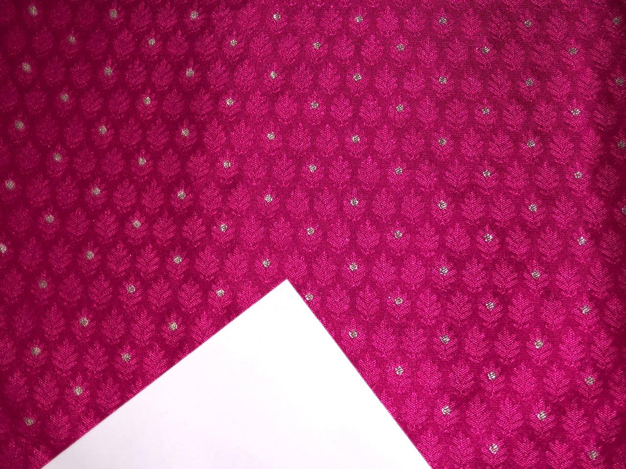 Silk Brocade fabric  self jacquard with subtle white gold metallic dots jacquard available in 4 colors ,blue , red x pink ,black and pink BRO1012