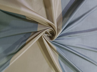 100% Silk Taffeta Fabric Blueish Grey & Cream colour stripes 54" wide TAF#S46