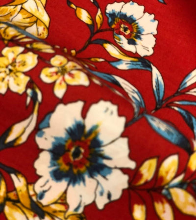 100% Cotton available in 2 prints and colors  print 58" wide red floral and indigo floral [18623/24]