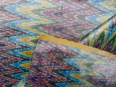 100% pure silk dupion ikat fabric multi colour 44&quot;wide