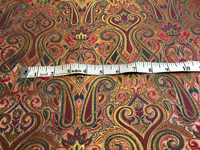 Silk Brocade fabric gold jacquard paisleys available in 3 colors magenta/teal ,deep purple/teal and peach/green/red BRO1102