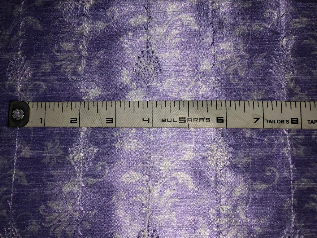Silk Brocade fabric Lilac shaded embroidered with subtle silver sequence 54" wide BRO912[4]