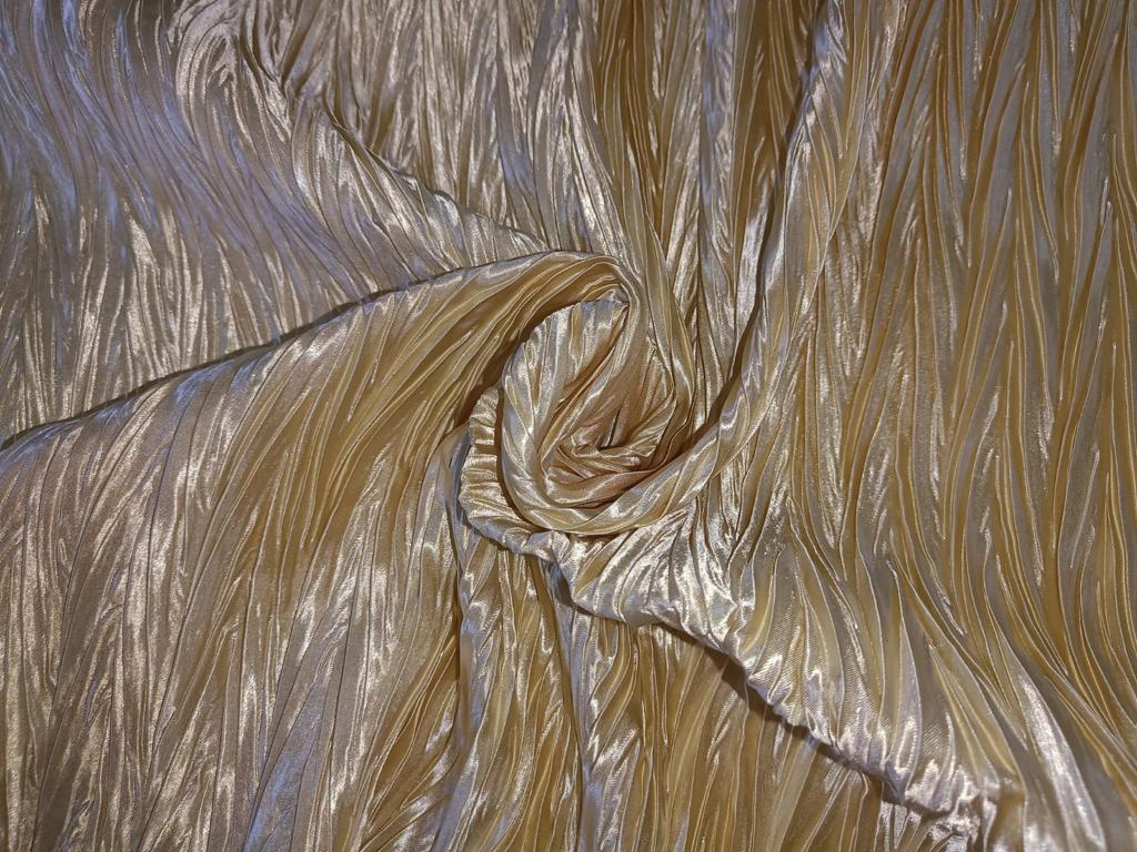 Satin pleated Gold color  fabric 58" wide