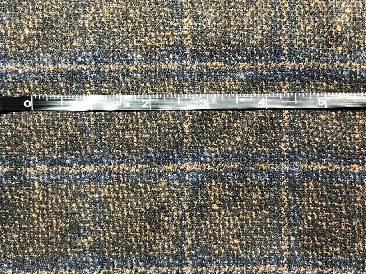 Tweed Suiting Blended With Viscose 58" wide plaids tan brown and navy [17719]