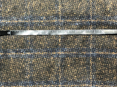 Tweed Suiting Blended With Viscose 58" wide plaids tan brown and navy [17719]
