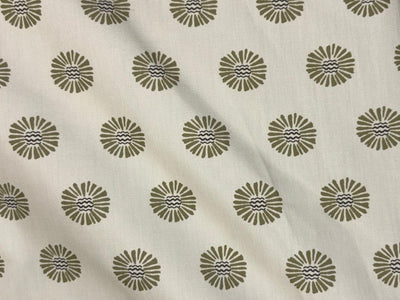 Cotton Suprima  fabric 147 cms wide white ivory with flower motif print [18523]