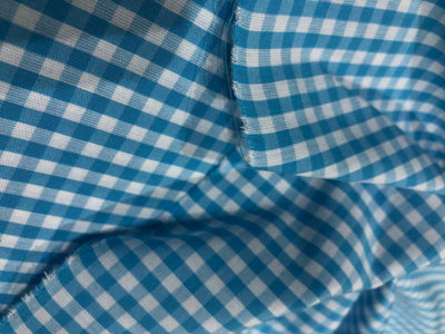 100 % Cotton YARN DYED PLAIDS 58"  BABY BLUE AND WHTE [17080]