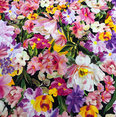 Heavy linen ,cotton and viscose colorful floral digital print [17713]